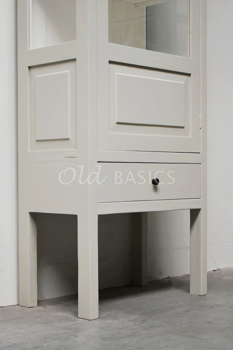 Detail van Vitrinekast Vertou, 1 deuren, RAL7032, grijs, beige, materiaal hout